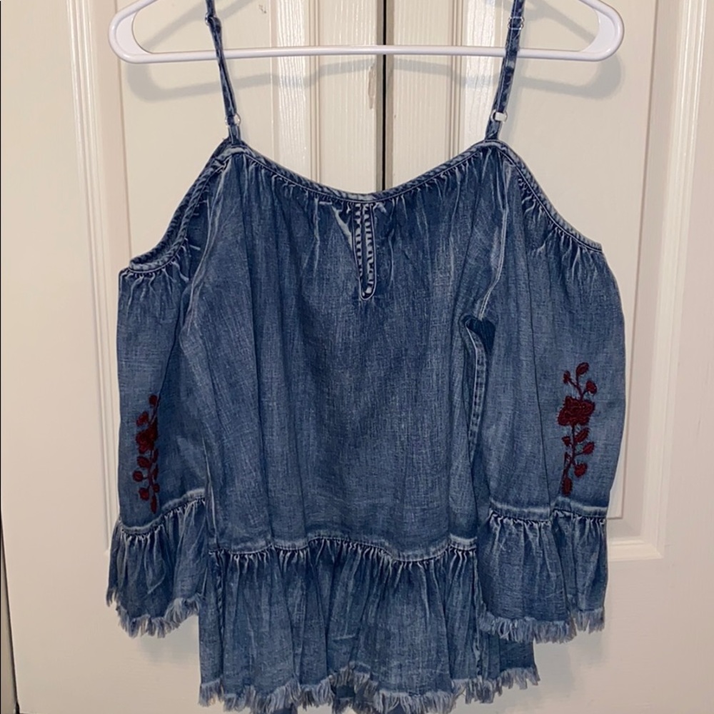 Blue Jean off the shoulder top/tank top